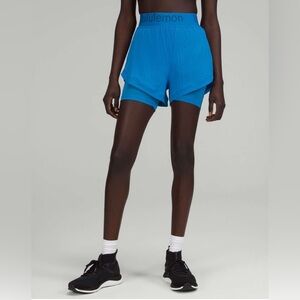 Lululemon Logo Waistband High-Rise Training Short In Poolside Blue Size 6